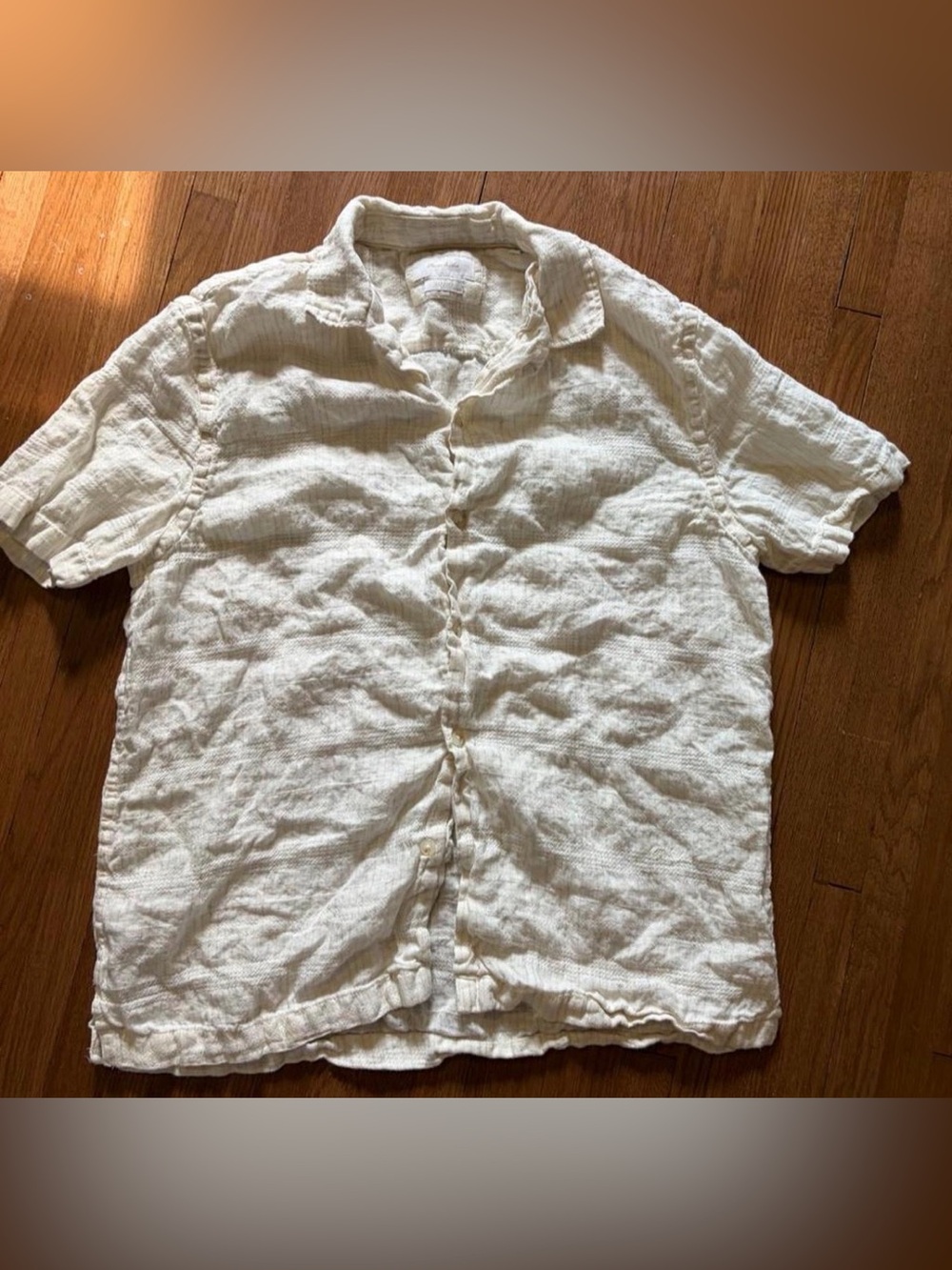 Porter & Ash white linen Button-Down Shirt in Cream